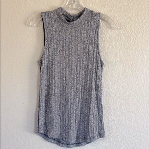Pure + Good Blue and Gray Ribbed Sleeveless Tank Top